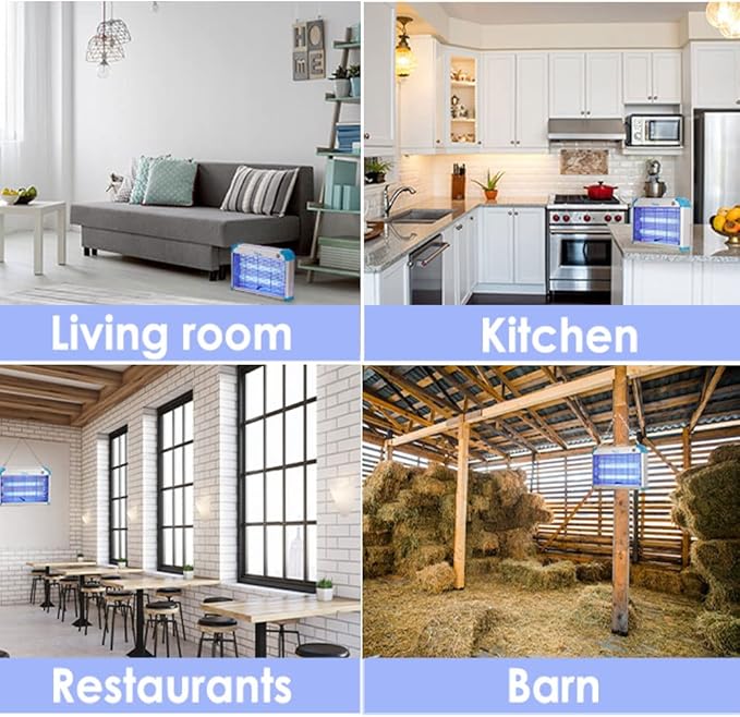 Electric Bug Zapper, 3000 Volt Powerful Flying Insect Mosquito Flies Killer 20W Blue UV Light Attract, Plug-in Pest Control Machine for Moth,Fruit Fly,Fungus Gnat,Garage Catcher/Eliminator/Shocker