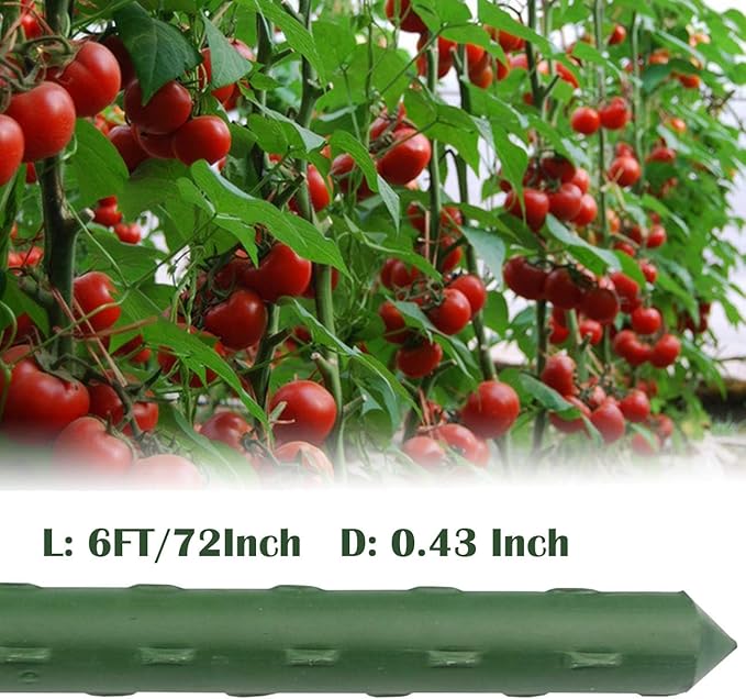 Sunnyglade 72 Inch Garden Stakes, Tomato Stakes Plastic Coated Metal Plant Sticks Stakes Supports for Indoor Outdoor Plants Vegetable (30)
