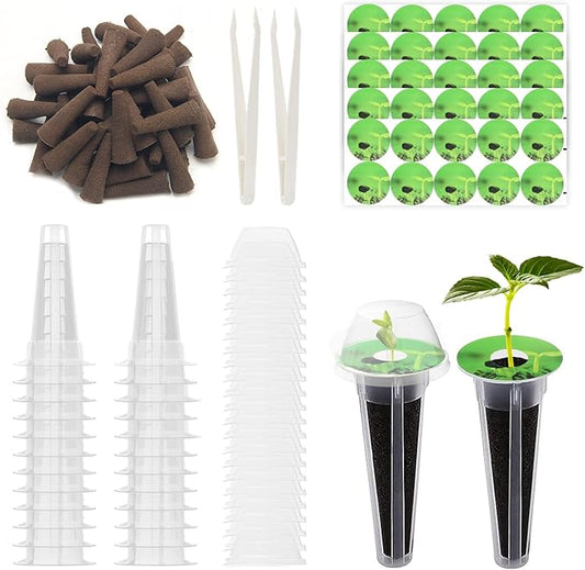 150 PCS Hydroponic Pods Kit, Seed Pods Kit for Aerogarden, Grow Anything Kit, Coolrunner Hydroponics Garden Accessories with 24 Baskets, 50 Stickers, 50 Sponges, 2 Tweezers, 24 Planting Cove (150)