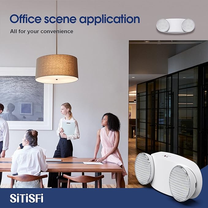 Emergency Light with Battery Backup, Commercial Hardwired Exit Lighting Fixtures, Two Adjustable Head Bug Eye LED Emergency Lighting, AC 120-277V, UL Certified (6 Pack)