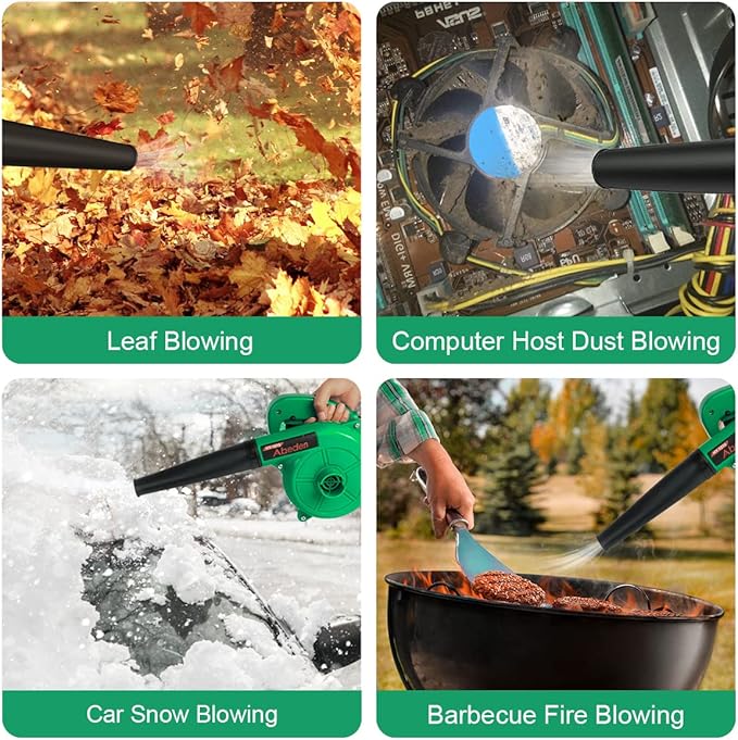 Corded Electric Leaf Blower,2 in 1 Small Handheld Lightweight Sweeper/Vacuum,110V 400W Portbale Blower for Leaf/Snow/Dust Blowing (Green)