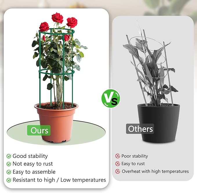 Plant Support Cages 2 Pack,Supking Plant Stake Trellis Adjustable Height and Width for Indoor Outdoor,Plastic Flower Support Ring for Garden Hydrangea Peony Tomato Potted Plants Comes 30 Strap Ties