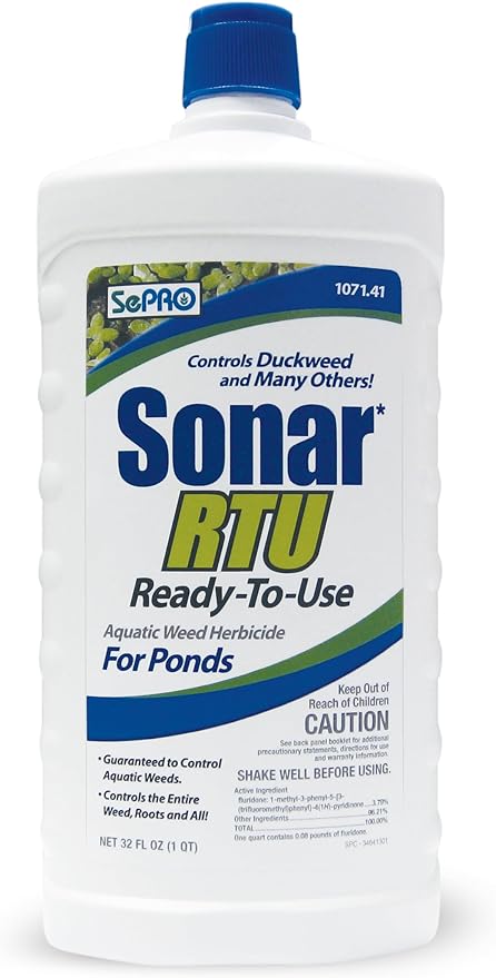 Sonar RTU (Ready-to-Use) Aquatic Herbicide 1 Quart, Systemic Weed Control for Duckweed and More - No Mixing or Equipment Needed - EPA Approved, Season-Long Treatment, Safe for Fish & Wildlife