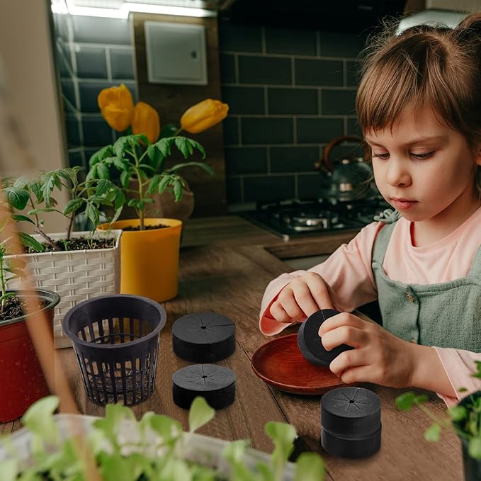 Lallisa 240 Pcs Clone Collars 2 Inch Foam Inserts for Hydroponic Cloning Machines Fits 2" Net Pots Reusable Collars for Hydroponics Plant Germination in DIY Cloner and Clone Machines (Black)