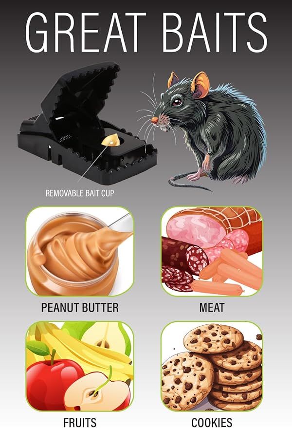 Rat Trap Six Pack - Indoor and Outdoor Traps for Mice, Voles, Rats, Chipmunks - Easy to Set, Powerful Snap, Quick Kill - by Guarden