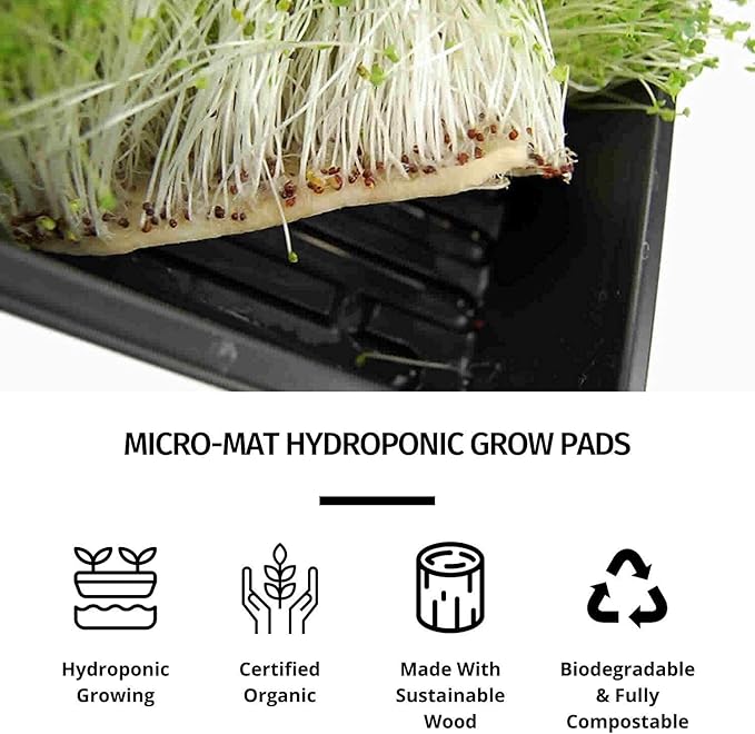 Micro-Mats Hydroponic Grow Pads - for Organic Production - 10 Pack - Plant & Seed Germination: Wheatgrass, Microgreens, More - for 20" x 10" Greenhouse Trays