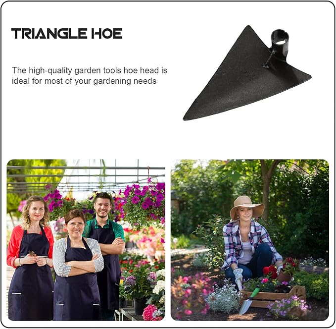 DOITOOL Triangle Hoe Steel Garden Digging Hoe for Weeding Planting Digging Soil, Gardening Hoe Hand Held Digging Hoe Garden Tool, 27X20cm (Silver Gray)