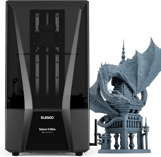 ELEGOO Saturn 3 Ultra MSLA 3D Printer with 10" 12K Monochrome LCD, Wi-Fi Transfer, ACF Release Liner Film, Desktop Resin 3D Printer with Large Printing Size of 8.62 x 4.84 x 10.24 inches