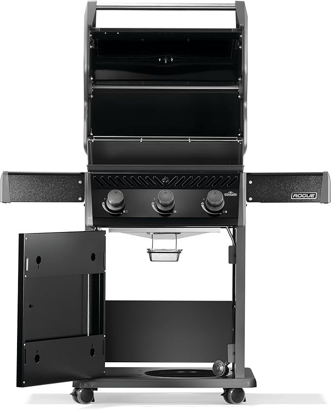 Napoleon Rogue 425 Propane Gas Grill, Black, Durable 3-Burner BBQ