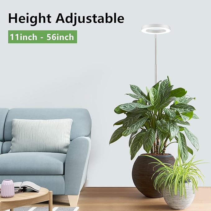 LBW Plant Grow Light, 72 LEDs Full Spectrum Grow Lights for Indoor Plants, 56in Large Grow Lamp with 4/8/12H Auto Timer & 4 Dimmable Brightness, Height Adjustable, Ideal for Tall Plants