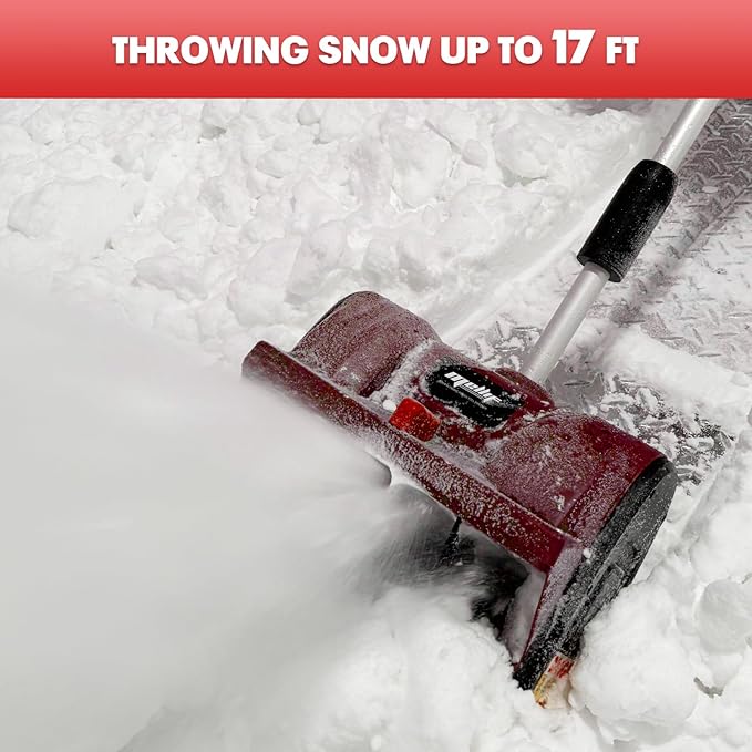 Mellif Brushless Snow Shovel Compatible with Milwaukee 18v Battery - Tool Only, 12in. Clear Width, 6in. Depth, 17ft. Throw Distance, Heavy-Duty, Cordless with Adjustable Chute, Weather-Resistant (Red)