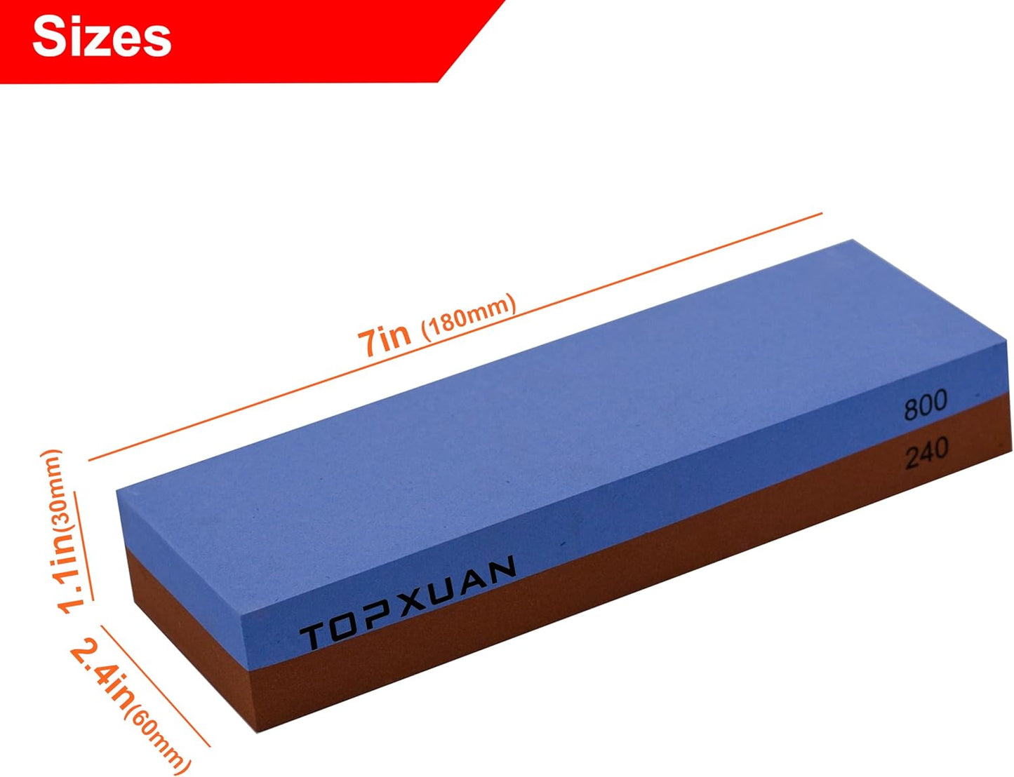Knife Sharpening Stone 240/800 Grit 2 Sided Sharpener Whetstone,Professional Wetstone for Kitchen Knives Sharpener with Non-Slip Rubber,Orange Color Box Package