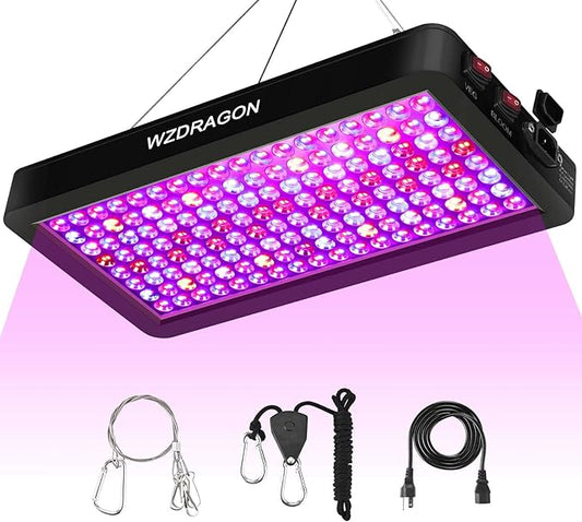 2024 Upgraded BW2000 LED Grow Lights Double Chips Full Spectrum with 10ft Cable for Greenhouse and Indoor Plant Veg and Flower Growing [Black]