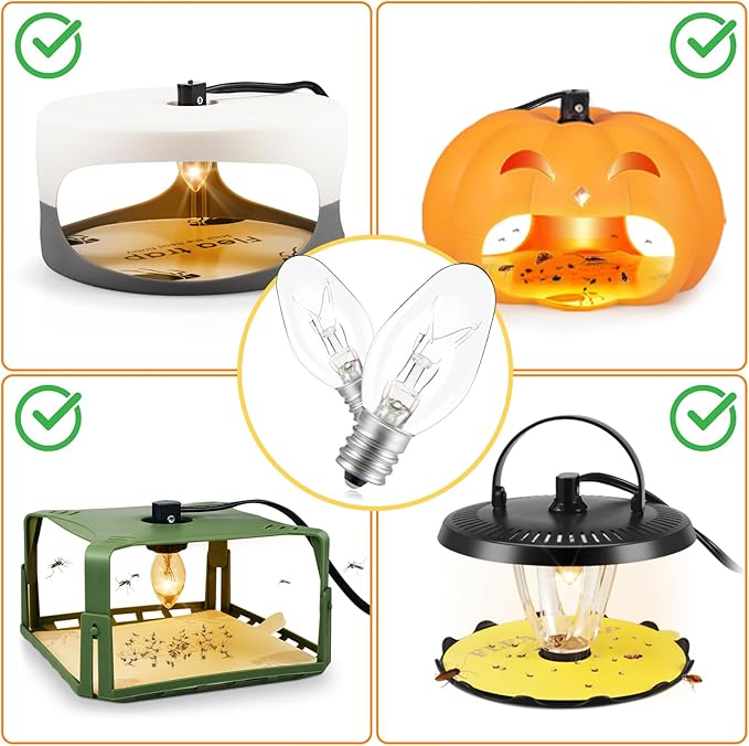 Original 6 Pcs Flea Trap Replacement Light Bulbs, Special for Flea Traps for Inside Your Home, Friendly for Kids & Pets, Warm Light