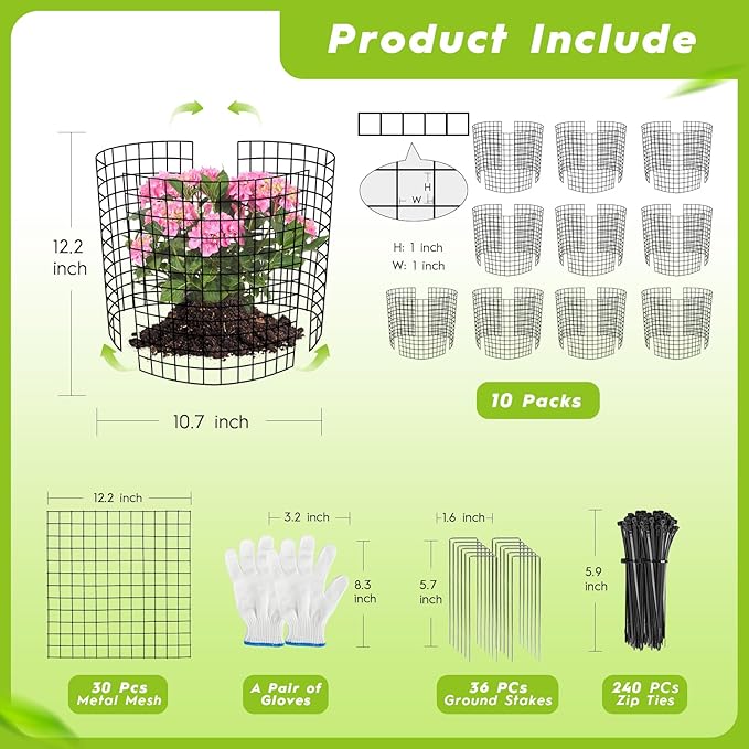 10 Pack Plant Protector from Animals, 30 PCs 12'' x 12'' Metal Mesh Wire Plant Protector for Outdoor Garden Flower Vegetable, Plant Cages to Keep Animals Out