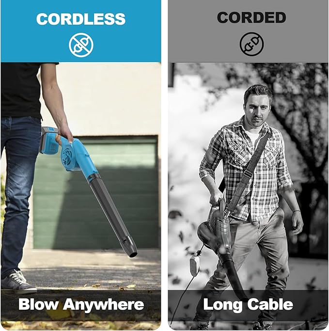 Cordless Leaf Blower, 320 CFM 180 MPH 3 Speed Lightweight mini Electric Cordless Blower with 2 X 3.0Ah Battery and Charger for Yard Cleaning Lawn Care Snow Blowing