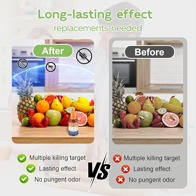 Fruit Fly Trap Refill Liquid Only, 2025 Upgrade Traps for Indoors, Efficient Gnat Killer Indoor, Fruit Bait Home, Kitchen (6, Orange)