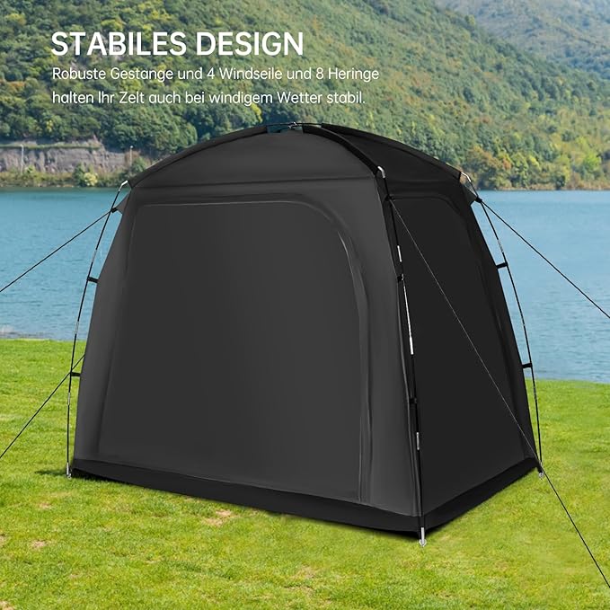 Travel Bike Storage Shed Tent - 210D Outdoor Portable Bicycle Storage Shed 8" L x 7.98" W x 10" H - Waterproof, UV Resistant, Portable Bike Shelter for Outdoor Protection (Black)
