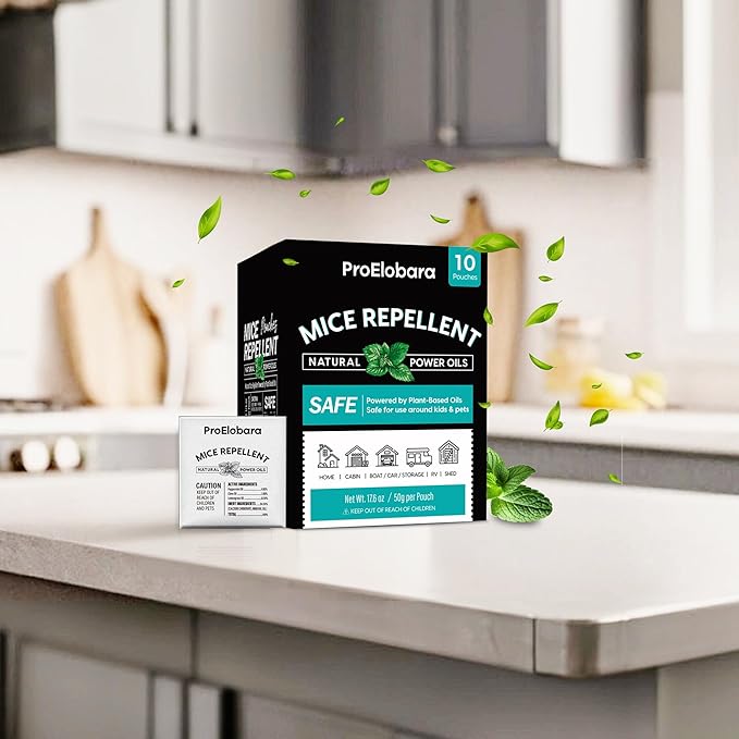 Mouse Repellent Pouches with Peppermint Oil: Natural Rodent Repellent Indoor to Get Rid of Rats, Mice, Squirrels - Safe for Pets and Kids, Rat Repellent for House, Car, Mice Repellent for Outdoor Use