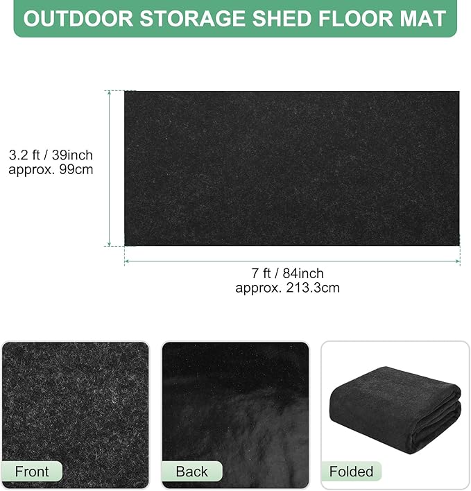 Outdoor Storage Shed Mat, 3.2x7 FT Waterproof Small Shed Flooring Mat for Patio Furniture Floor Protecting from Wear/Liquid/Dust/Oil, Non-Slip Carport Pad [Grey]