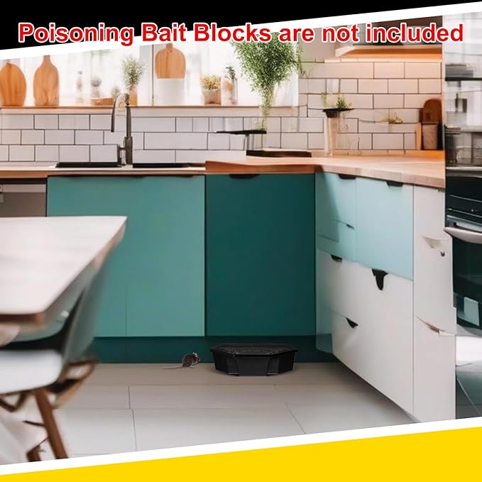 Qualirey 1 Pc Rat Bait Station with Keys 13.58 x 8.98 x 3.35 Inch Rodent Station Rat Traps, Keeps Children and Pets Safe Indoor and Outdoor, Bait Not Included (Black)