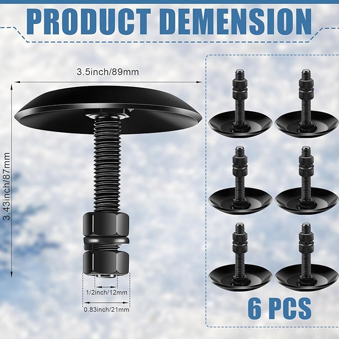 Gisafai 6 Pcs Snow Plow Skid Shoes Heavy Duty Snow Plow Blade Replacement for ATV Durable Snowshoe Replacement Parts Attachments and Accessories for ATV, Include Nuts, Washer