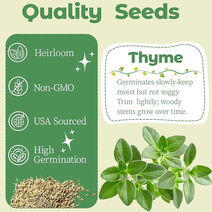 Herb Seed Pods Kit Hydroponic - Refill Pod for All Indoor Garden, 8 Grow Pods with Seeds of Thyme, Compatible with All Hydroponics Growing Systems