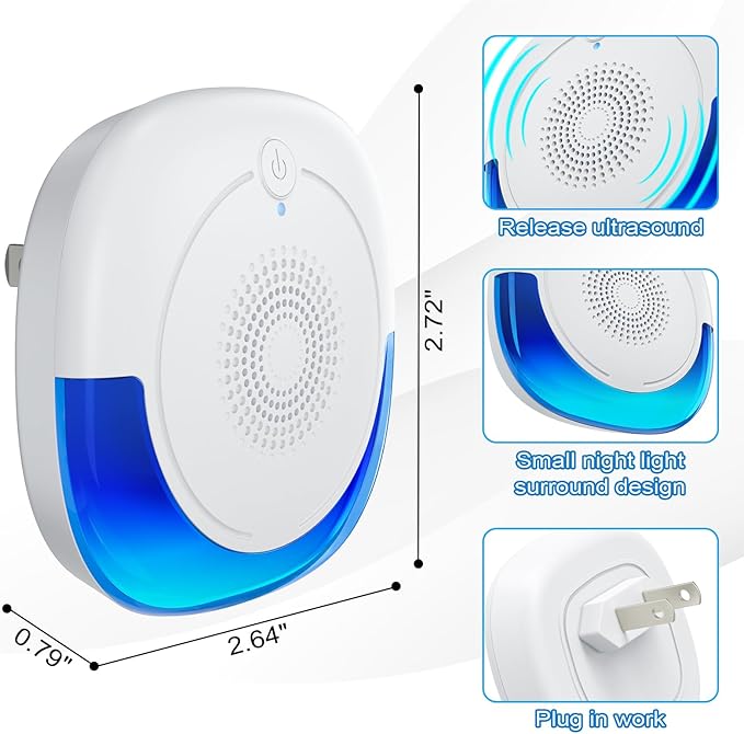6 Pack Ultrasonic Mice Rat Repellent, Electronic Spider Bug Repellent, Indoor Roach Killer Rodent Ultrasonic Plug in for Pest, Cockroaches, Insects, Bugs, Mosquitoes