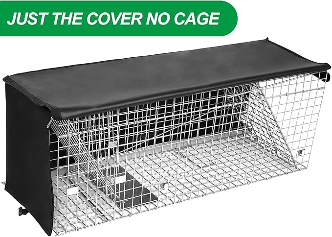 Live Animal Trap Cage Cover, Cat Trap for Stray Cats 32 Inch Heavy Duty Folding Skunk Trap with Real Door for Raccoons, Opossums, Groundhogs, Skunks, Feral Cats, Squirrels (Only Cover)