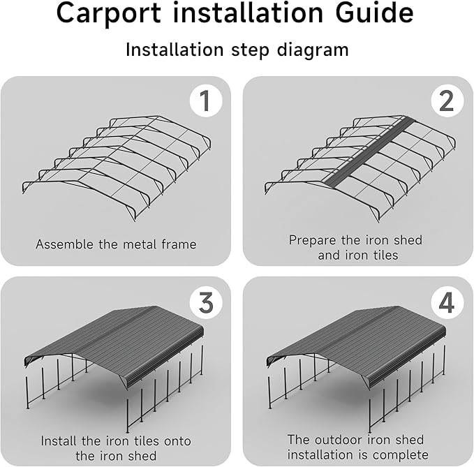 20x30 FT Metal Carport, Enhanced Base and Steel Roof for All-Weather Use, Outdoor Heavy Duty Garage Galvanized Car Shelter for Bass Boats, Full-Sized Pickup Trucks, and Tractors