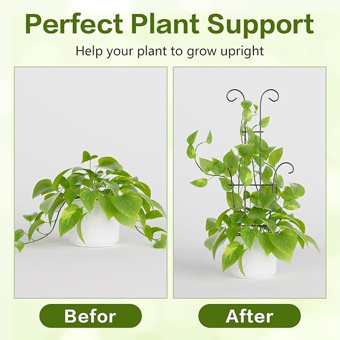 Larger 23.6in Taller Plant Trellis for Climbing Plants Indoor, 4 Pack Metal Garden Trellis for Potted Plants, Rustproof, Larger, Sturdy Climbing Plant Support for Indoor & Outdoor Houseplants