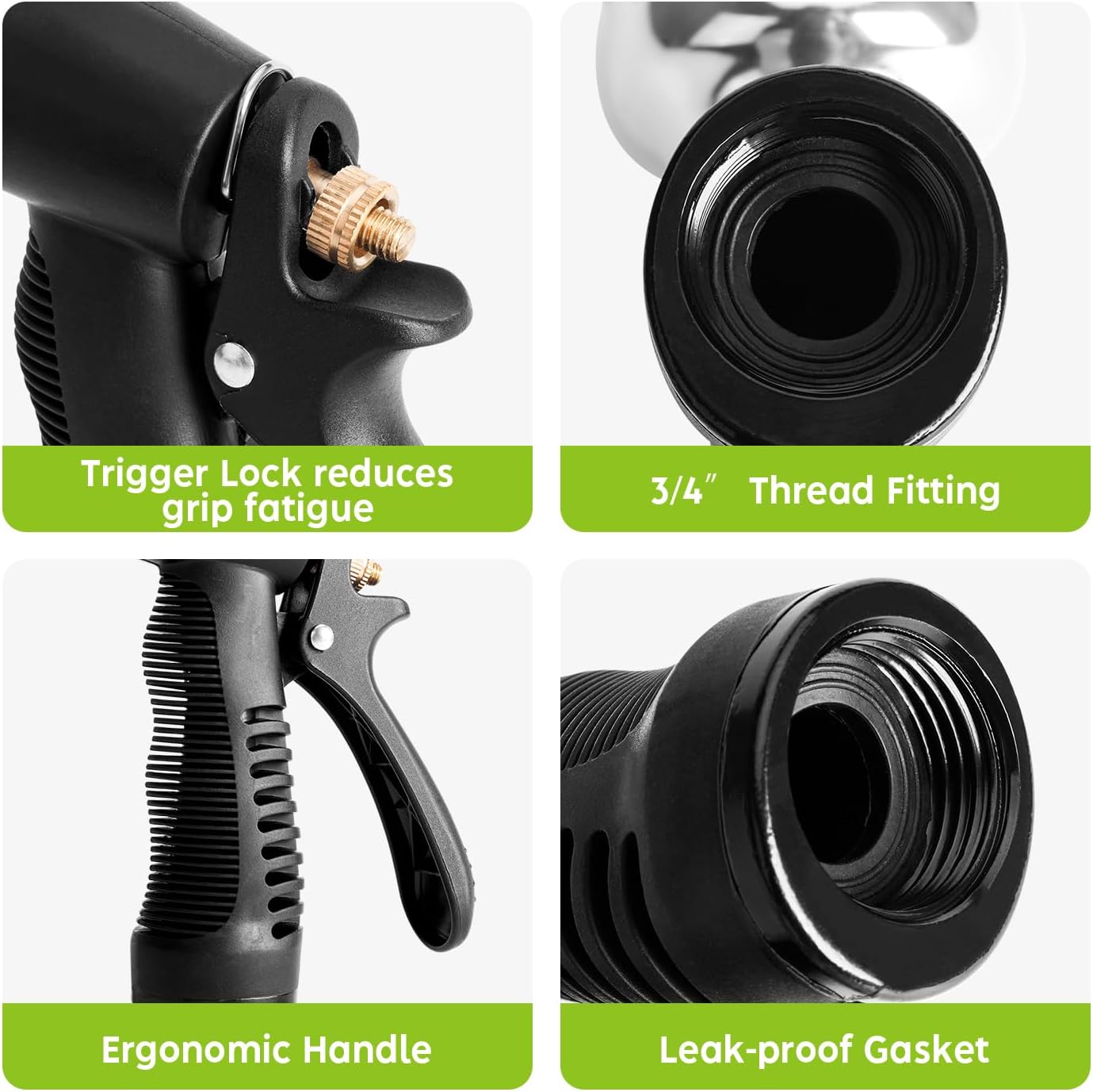 Garden Hose Nozzle Sprayer, Heavy Duty Metal Water Nozzle with 9 Adjustable Spray Patterns for Watering Lawn and Garden,car Washing, Pets.