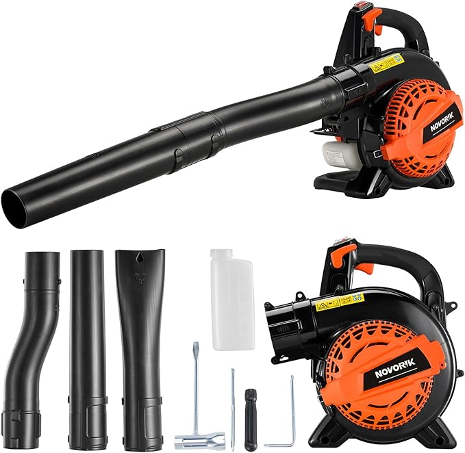 25CC Gas Leaf Blower 420-CFM, 150-MPH, 2 Cycle Handheld Leaf Blower for Lawn Care, Leaf Cleaning and Snow Removal (Orange)