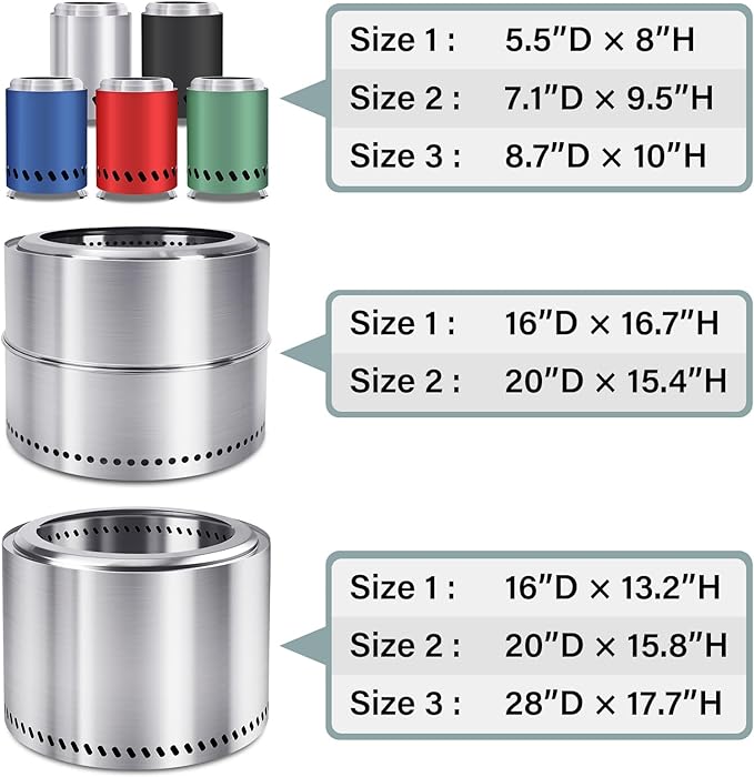 HGD 9.6 x 7.1 in Small Tabletop Fire Pit, Portable Mini Smokeless Table Top Firepit, Low Smoke Camping Stove for Outdoor & Patio, Fueled by Pellets or Wood, with Travel Bag, Stainless Steel, Silver