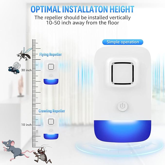 Ultrasonic Pest Control Repeller Plug in, Electronic Rodent Repellent for Indoor Home, Mosquito Repellent, Cockroach Killer, Spider Repellent (6 Pack)