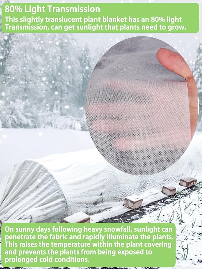 Abimars Thicker Plant Covers Freeze Protection 1.77 oz/yd², 6.5ft x 33ft Reusable Floating Row Cover for Garden, Frost Cloth Plant Freeze Protection, Plant Blanket for Outdoor Plants