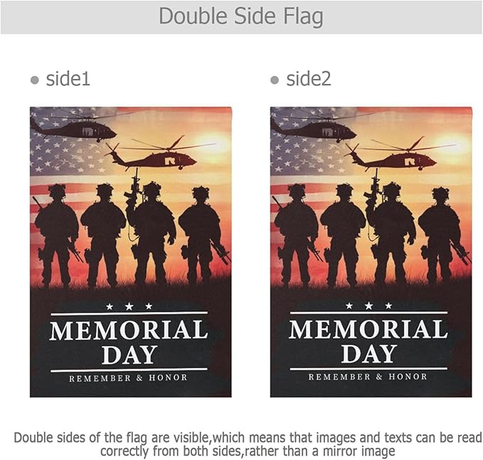 Kcldeci Memorial Day Soldier Welcome Garden Flag 12x18 Inch Yard Flags Large Vertical Double Sided House Flag Seasonal Outside Decor for Yard Farmhouse