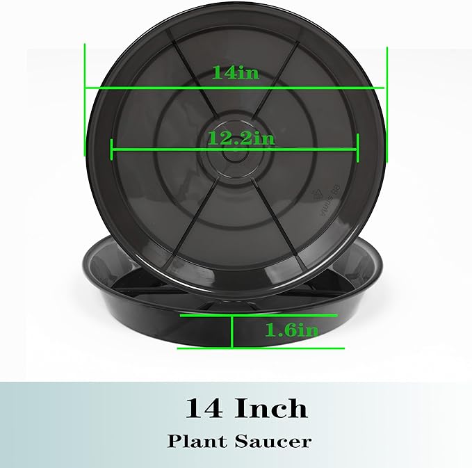 Plant Saucer 14 Inch 4 Pack 10 14 16 18 Large Plant Trays for Pots Heavy Duty Round Plastic Plant Saucers for Indoors Outdoors, Flower Pot No Holes Plant Drip Trays