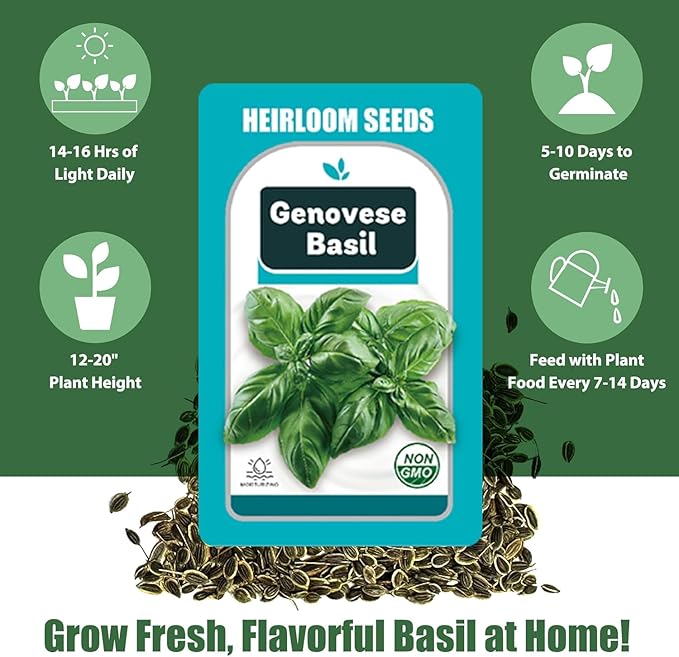 Basil Seed Pods for All Hydroponics Growing Systems, 12 Pods Herb Kit with 200+ Seeds of Genovese Basil, Grow Your Own Herb Garden at Home