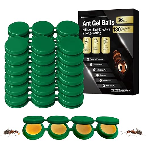 36 Pack Ant Killer Gel Bait, Long Lasting Indoor & Outdoor Ants Bait for Effective Ant Control, Safe & Easy to Use Pest Control for All Common Household Ants, Mess-Free Gel Stations