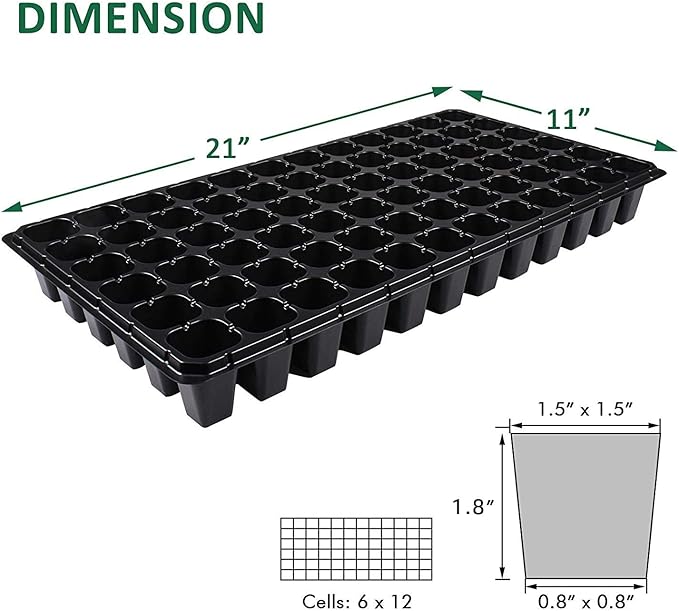 AIFUSI 10 Pack Seed Starter Kit, 72 Cell Seedling Trays Gardening Germination Plastic Tray Nursery Pots Mini Propagator Plant Grow Kit Plug Tray Starting Trays for Seedling Germination