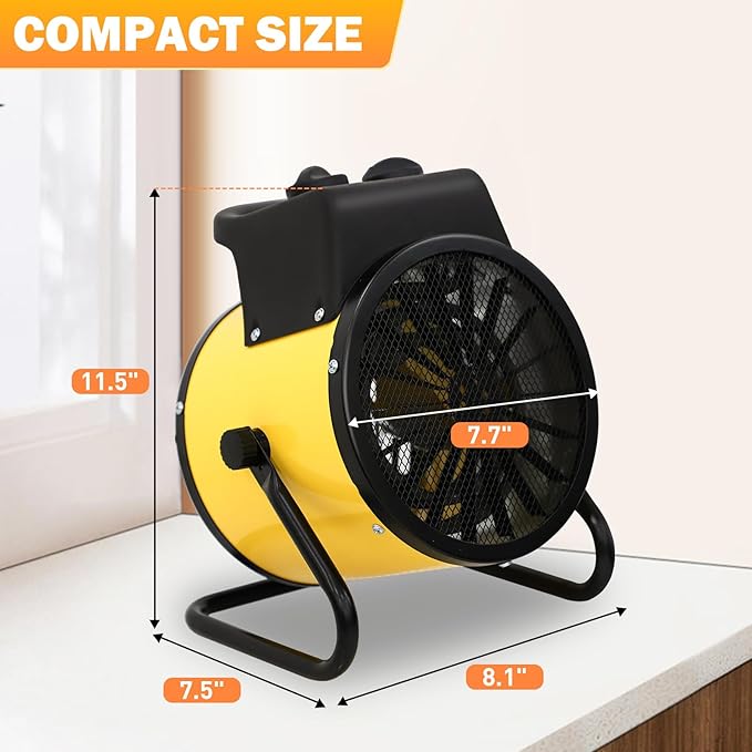 COOS BAY 1500W Portable Electric Space Heater, Outdoor Greenhouse Heater for Grow Tent, Garage, Workshop, Patio, RV – Radiant Heat, Overheat Protection, IPX4 Water Resistant, 2 Pack, Yellow