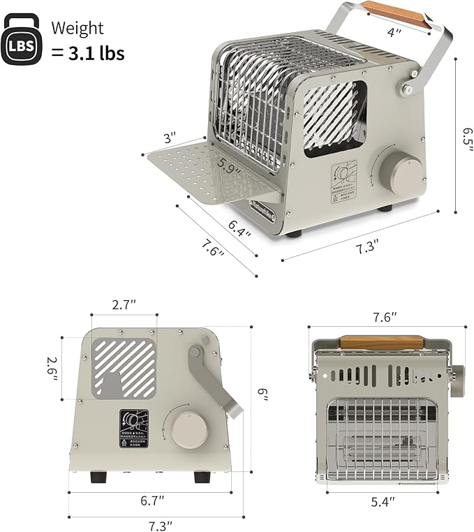 Naturehike Portable 3-in-1 Camping Heater, 3750 BTU Butane Tent Heater with Insulated Shelf & Handle