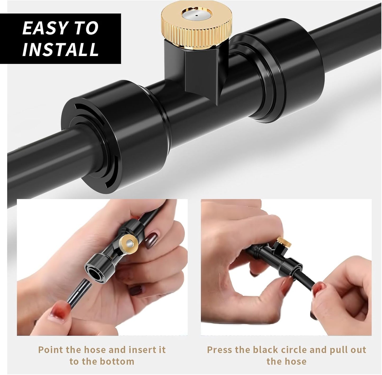 Misting Nozzles Kit Include 36 Pcs Misting nozzle 30 Pcs Misting 6 Pcs Plug nozzle tees for Outdoor Spray Cooling System (72 Pieces)