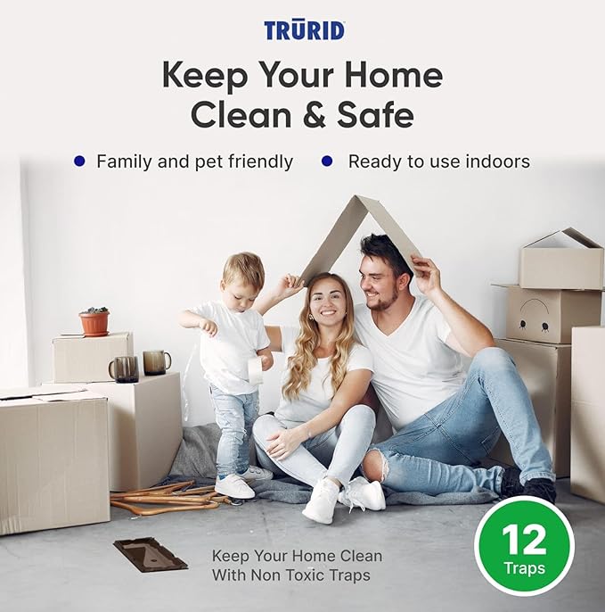 Mouse Traps and Small Rat Trap – 12 Pack Glue Mouse Traps Indoor for Home, Pre-Baited Strong Adhesive Boards, Safe Pest Control, Trampas para Ratones