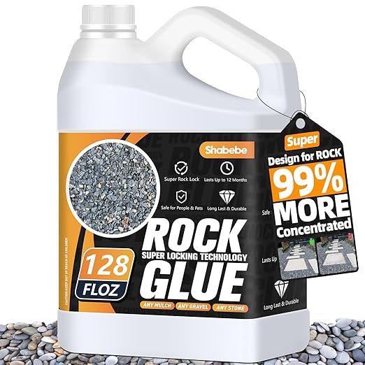 Rock Glue, Mulch Glue 1Gallon- Fast-Drying Adhesive for Landscaping Rocks, Small Pebbles, Pea Gravel Stabilizer & Mulch Binder | Weather-Resistant Outdoor Stabilizer for Driveways, Gardens, Walkways