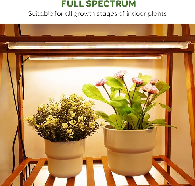 2 Bars 16" Grow Lights for Indoor Plants, 120 LEDs Full Spectrum Plant Grow Light Strips with Auto ON/Off Timer 3/9/12Hrs, 10 Brightness, 3 Switch Modes Sunlike Growing Lamps for Hydroponics Succulent