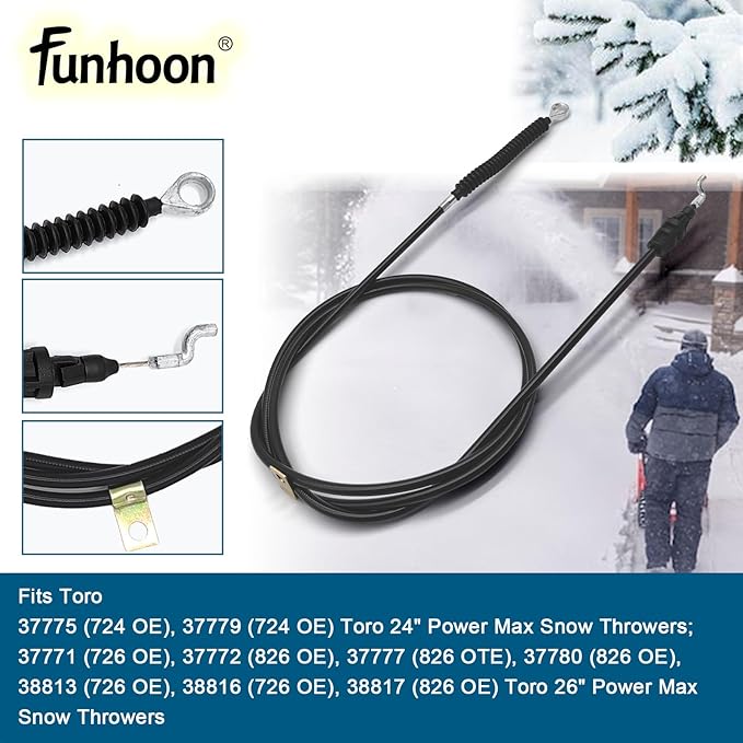 121-6839 Deflector Control Cable for Toro Power Max 724 OE, 726 OE, 826 OE, 826 OTE Snow Blowers/Throwers