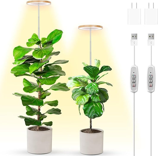 LBW Plant Grow Light Bamboo Plants Grow Lights for Indoor Full Spectrum LED Plant Grow Light, 4/8/12H Recurring Timer