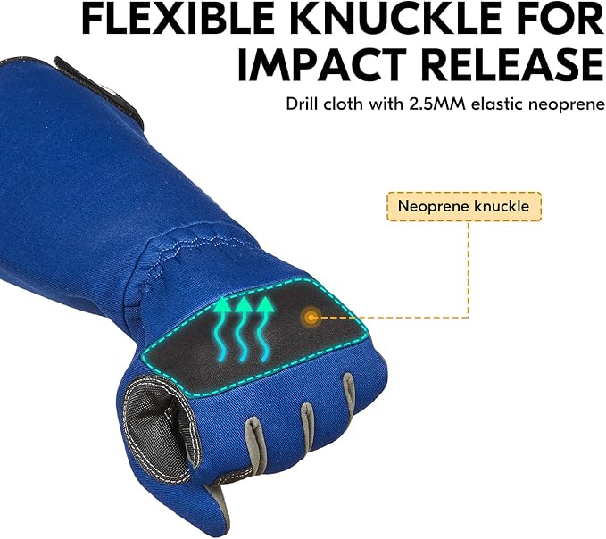 Vgo... Safety Work Gloves Men,Gardening,Long Sleeves Gauntlet,Puncture Proof,Touchscreen(1 Pair,Size M,Blue,AL6608-ML)